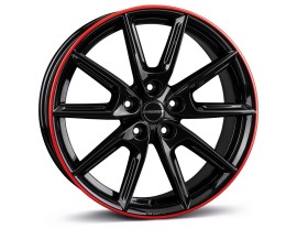 Borbet Classic LX18 Black Glossy Rim Red Felge