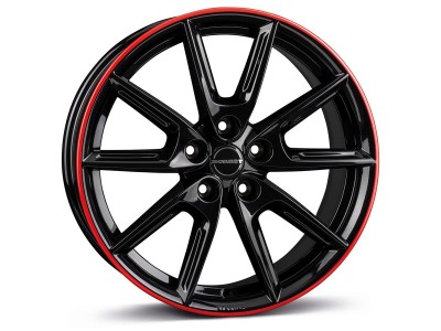 Borbet Classic LX18 Black Glossy Rim Red Wheel