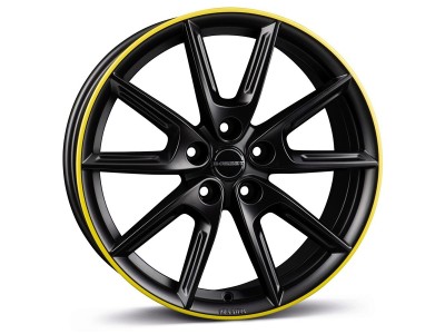 Borbet Classic LX18 Black Matt Rim Yellow Wheel