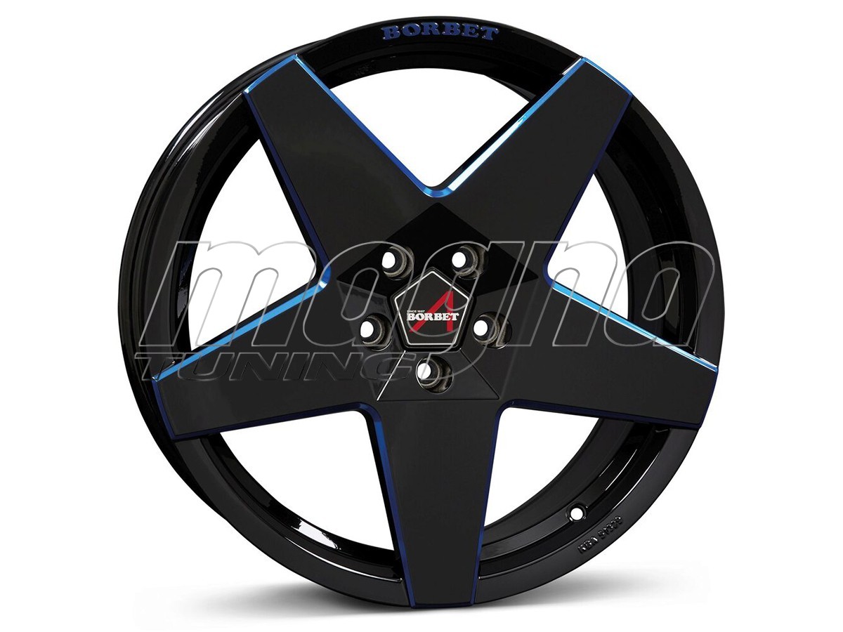 Borbet Sports A Black Blue Glossy Wheel